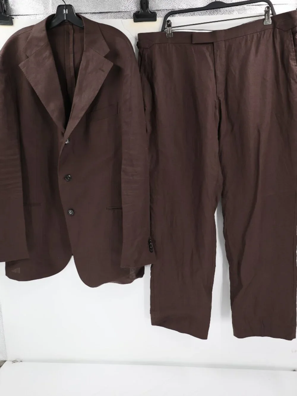 Suitsupply Suit Men 50L 42x31 Washington SA Roma Jetted Pure Linen 2 Piece Brown